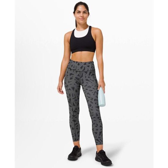 Lululemon NWOT Fast Free Leggings in Textured Labyrinth Black Light Cast Size 4 - Picture 7 of 10